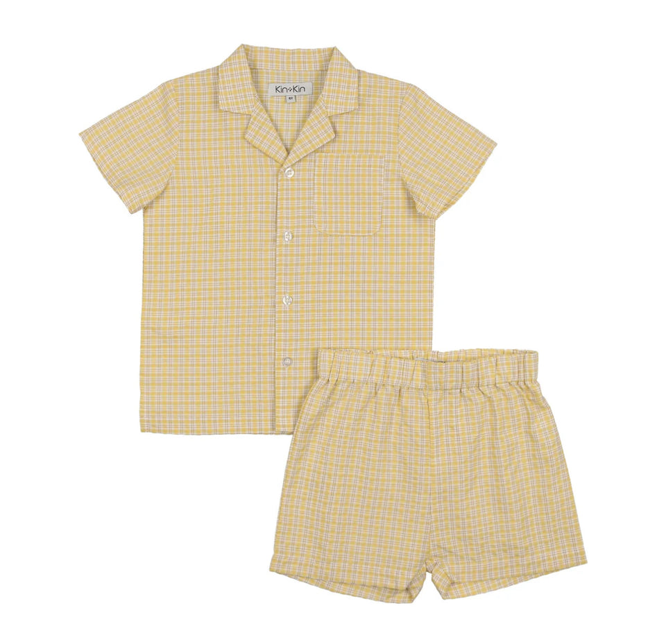 Kin Kin Natural/White Boys Johnny Collar Set