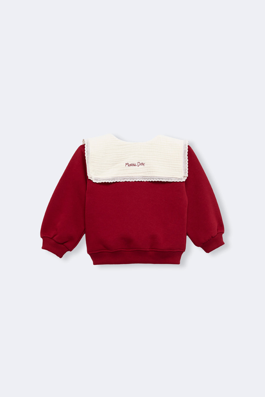 Birinit Cherry/Ribera Embroidered Collared Sweater Set