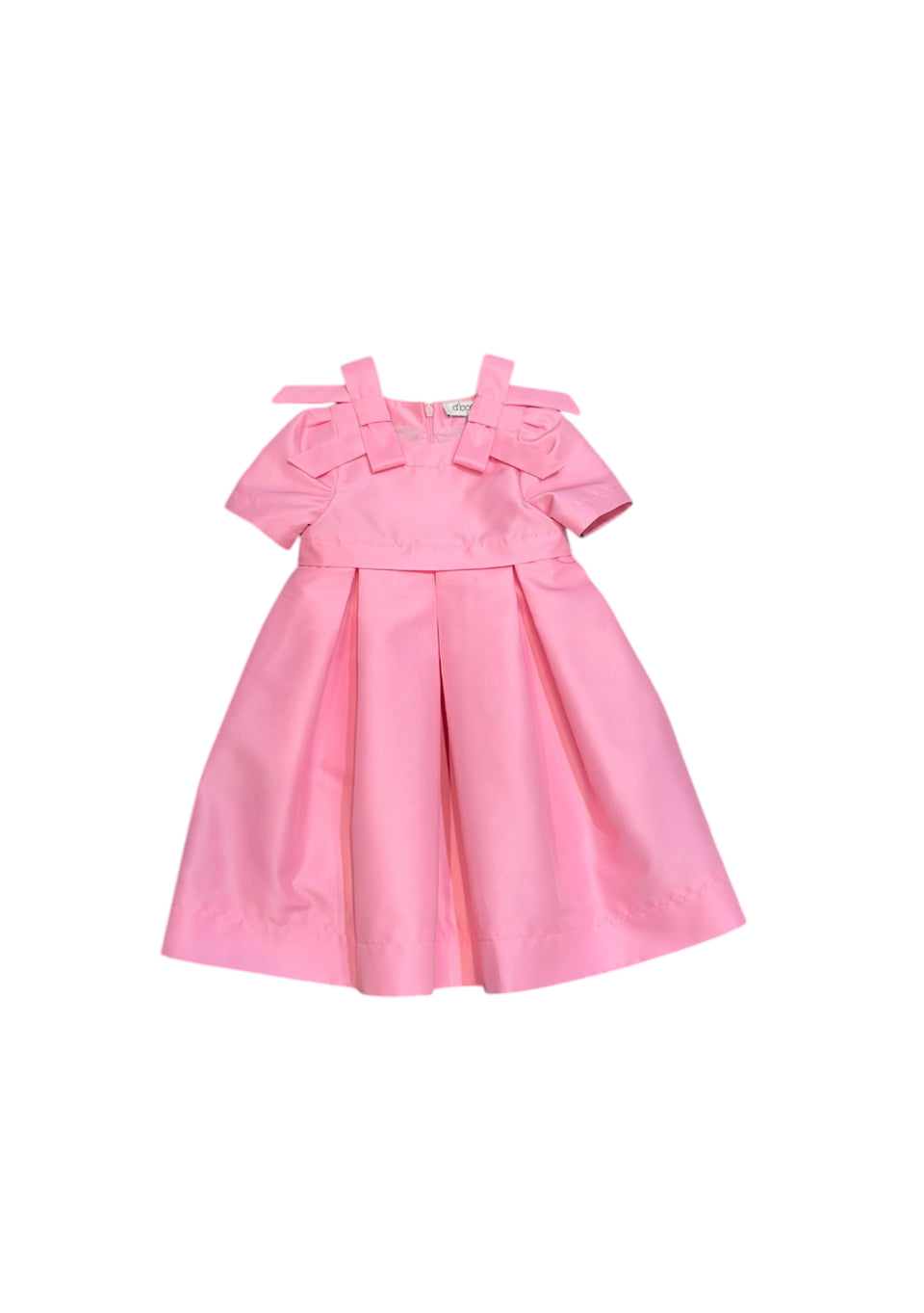 Alapage Pink Floral Dress with Bows on Shoulder