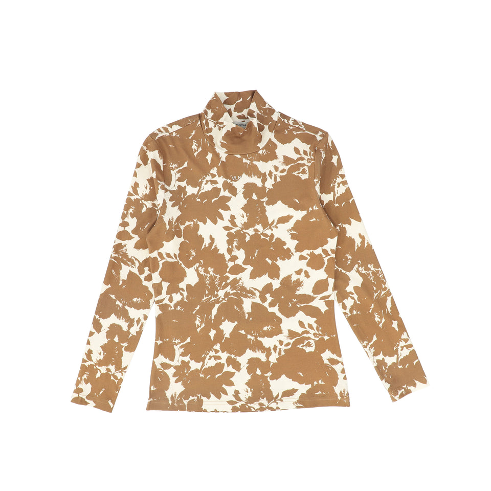 Valentina Camel Print Cotton Turtleneck
