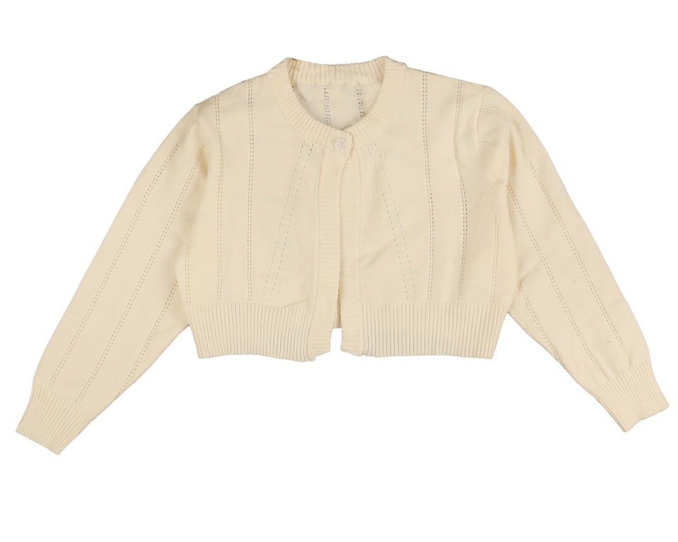 Belati Ivory Pointelle Single Button Cardigan