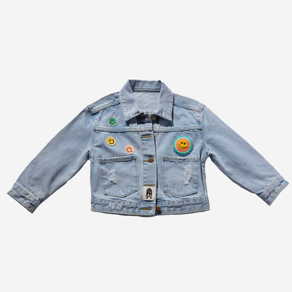PH Play Denim Jacket with Smiley Patches