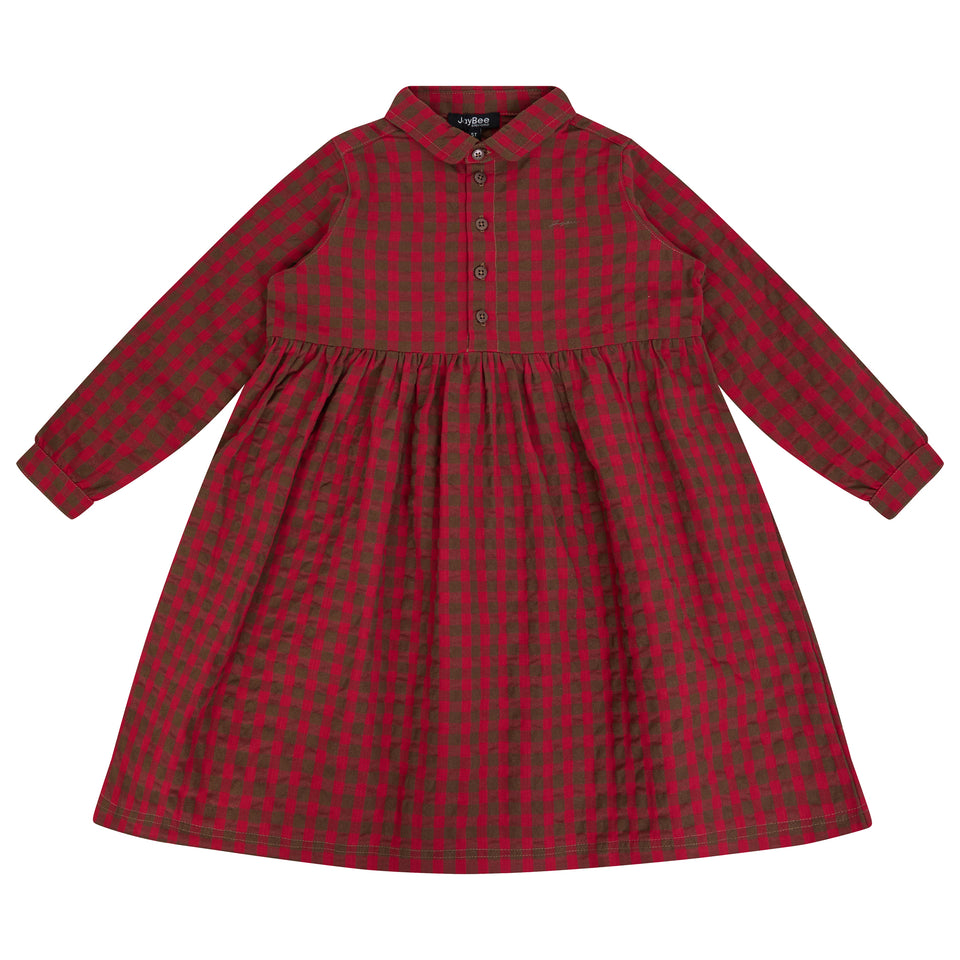 Jaybee Chestnut/Berry Checkered Shirtdress