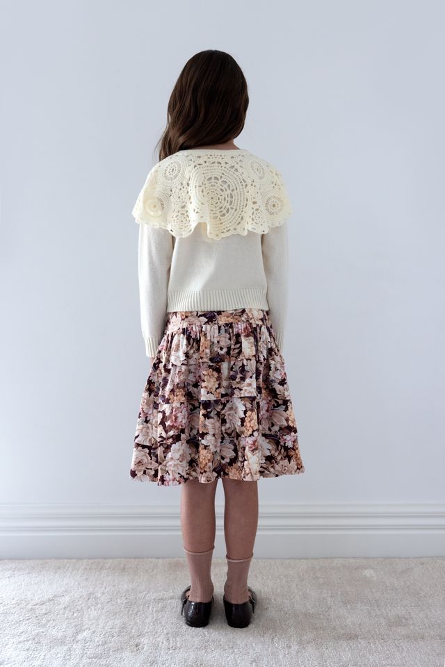 Petite Amalie Cream Crochet Collar Cardigan