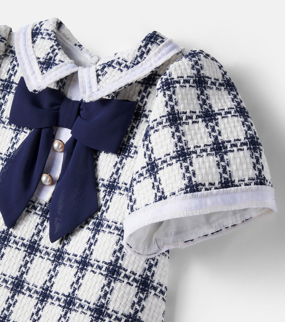 Patachou N0020 Navy/White Checked Tweed Dress *check length before ordering.