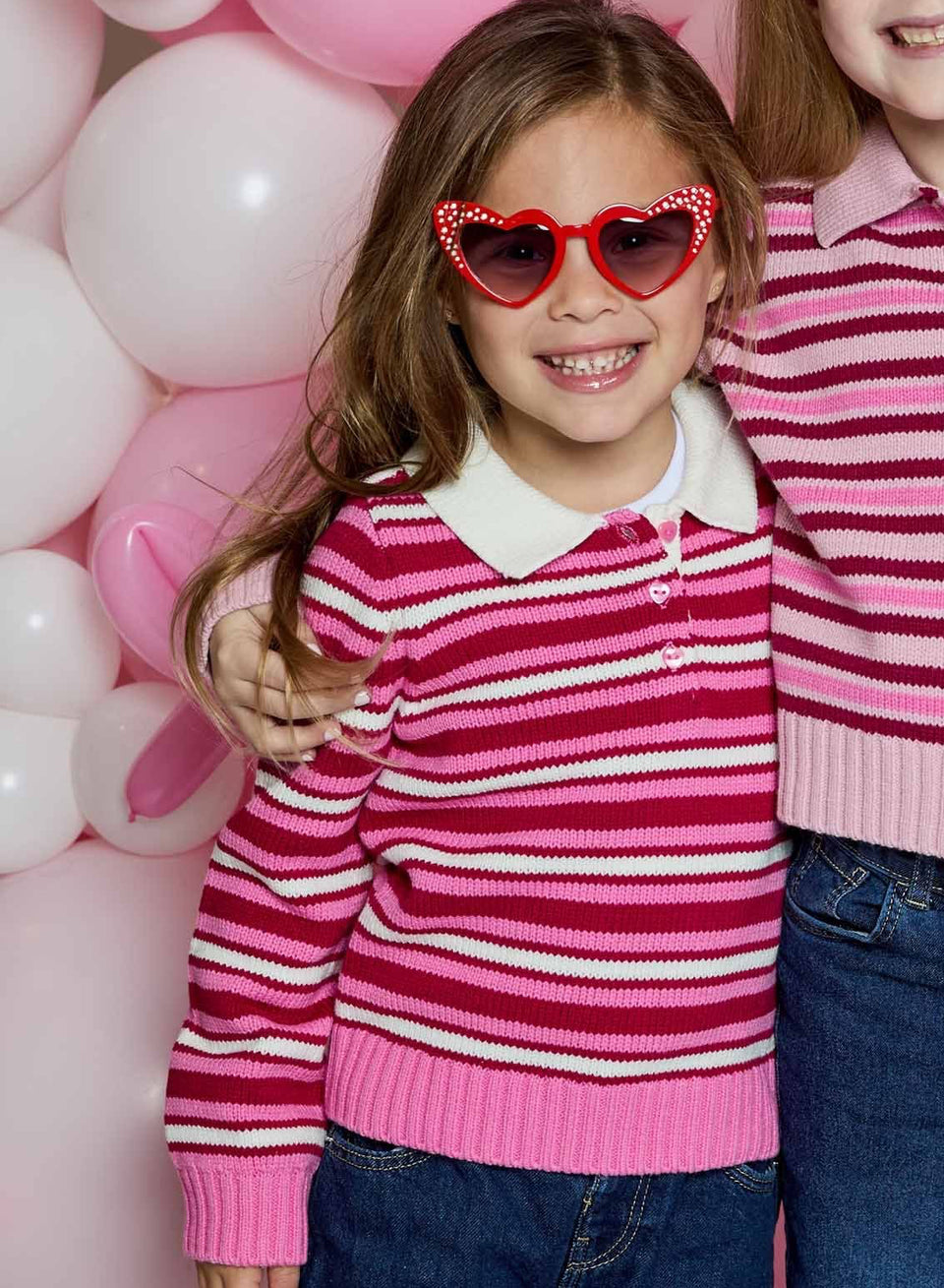Design History Snug Pink Stripe White Collar Polo