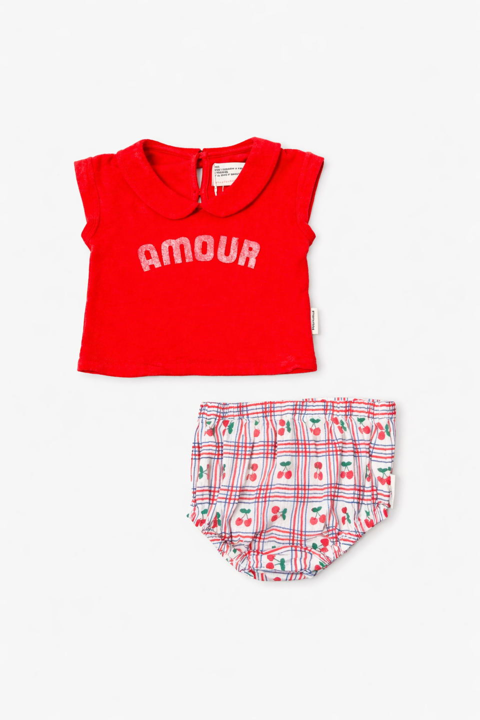 Piupiuchick Red Peter Pan T-shirt w/Ecru Cherry Bloomers