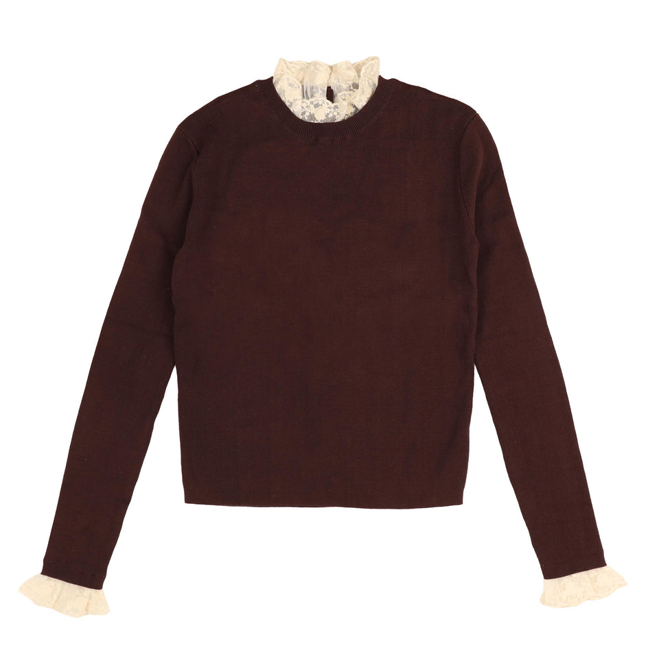 Hev Plum Lace Neck Knit Sweater