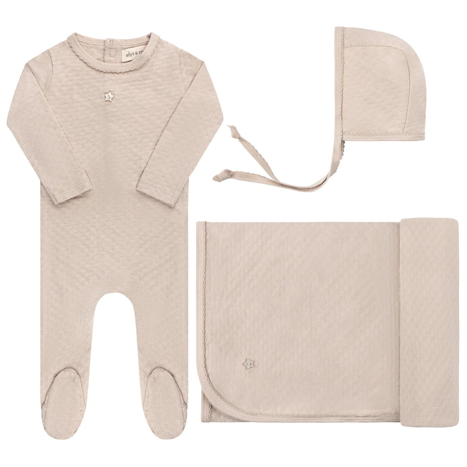 Ely’s & Co. Tan Pointelle Star 3pc Set