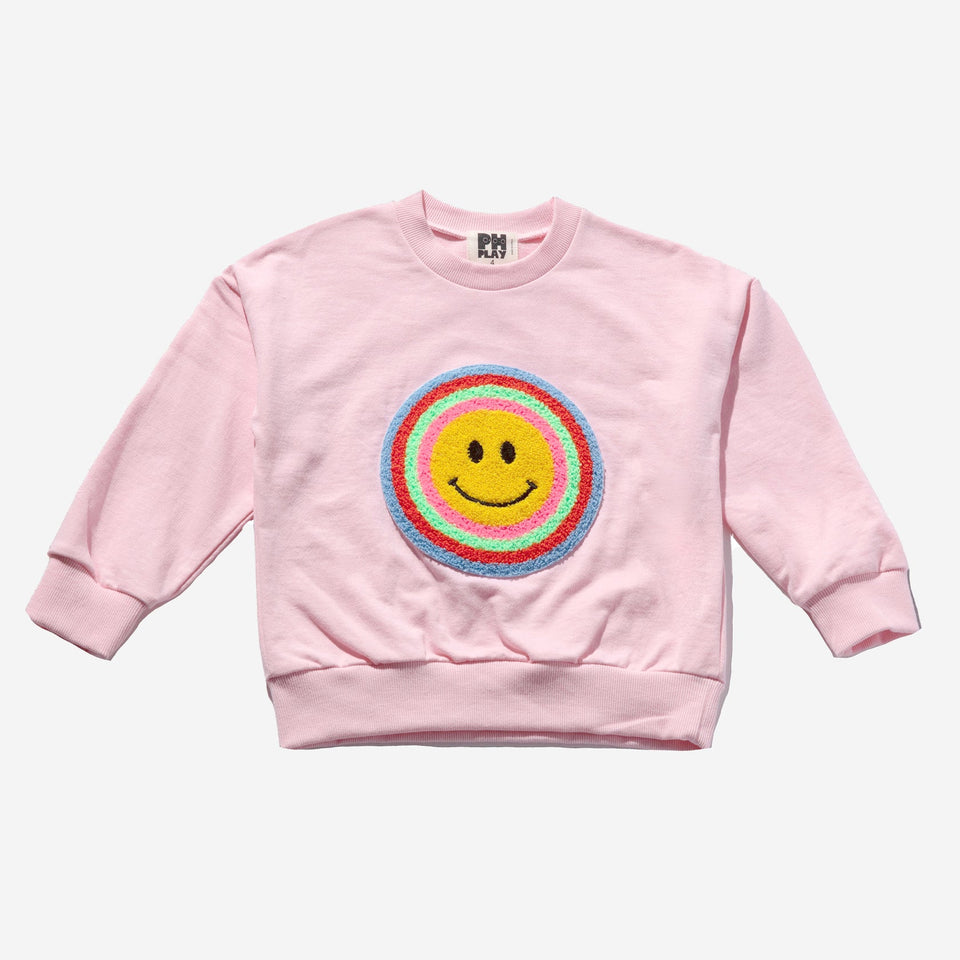 PH Play Pink Sweatshirt with Rainbow Smiley