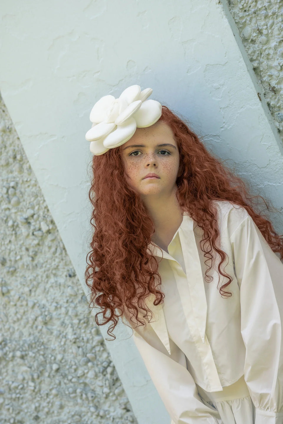 Little Tempest Cream Teens Taffeta Tie Cropped Shirt