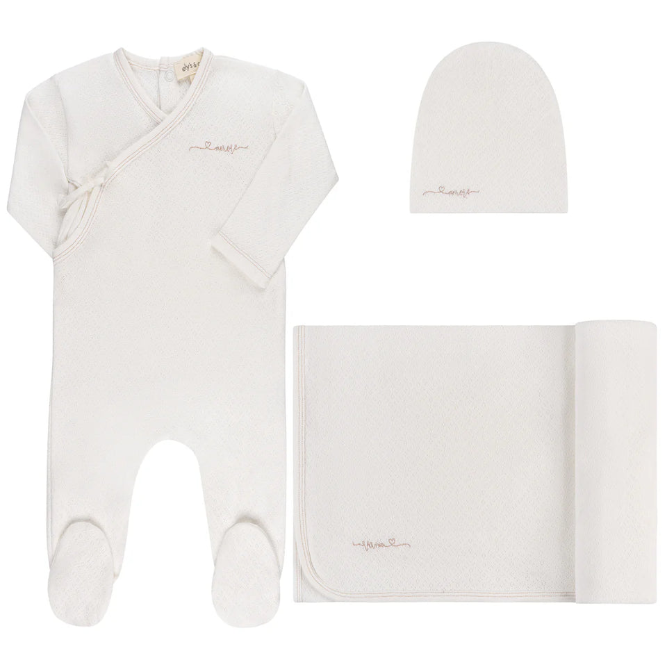 Ely’s & Co. Ivory/ Rose Gold Amore Pointelle 3pc Set