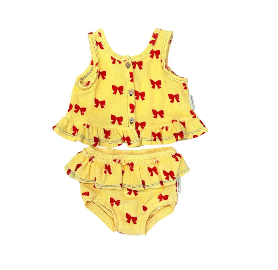 Piupiuchick Yellow with Red Bows Bloomer Set