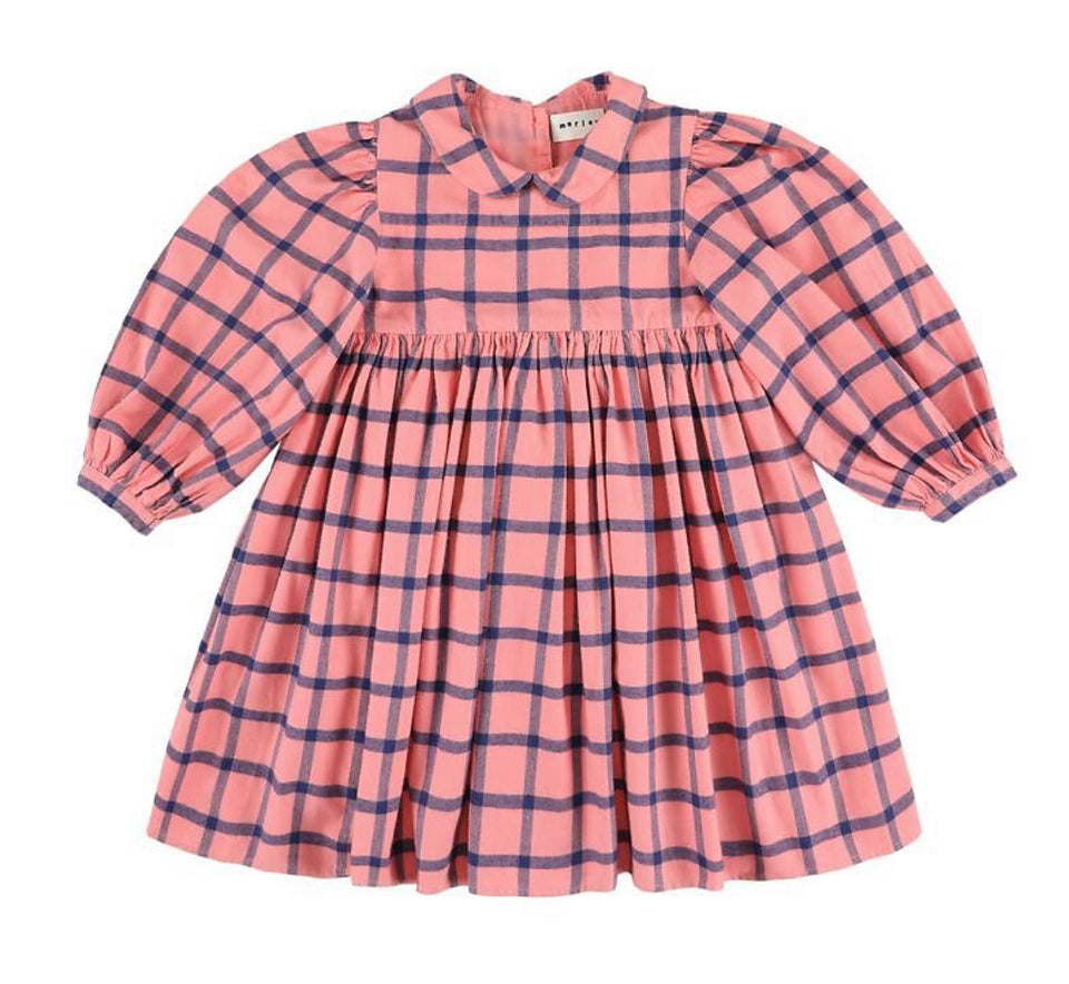 Morley Pink and Blue Checkered Dress with Collar
