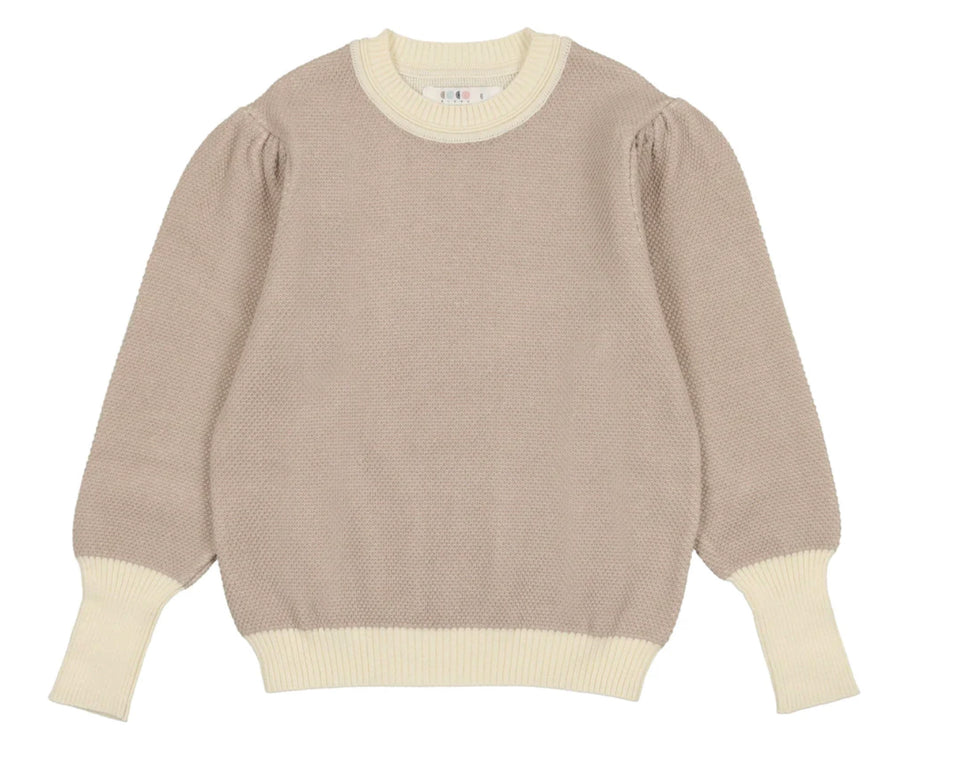 Coco Blanc Oat Honeycomb Puff Sleeve Sweater