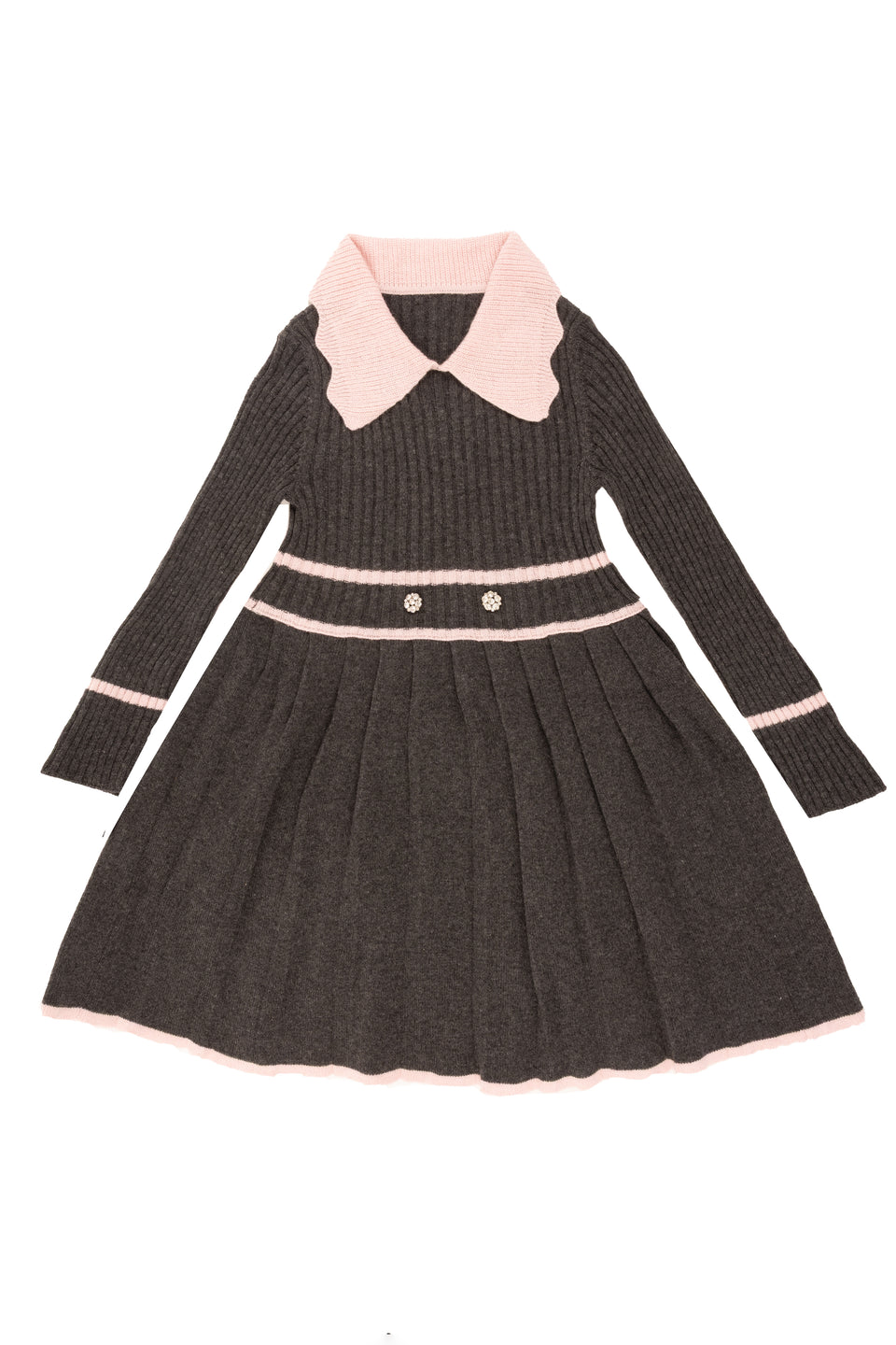 Mimisol Grey Pink Wool Knit Dress