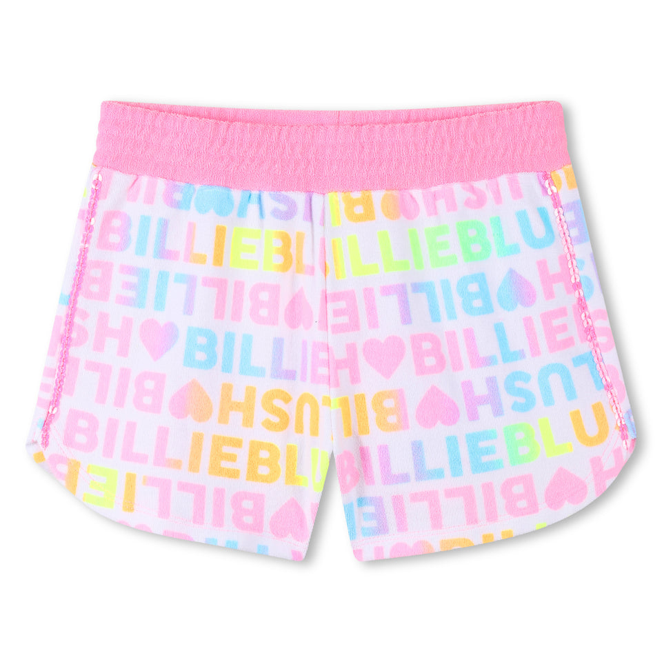 Billie Blush White Terry Allover Print Shorts