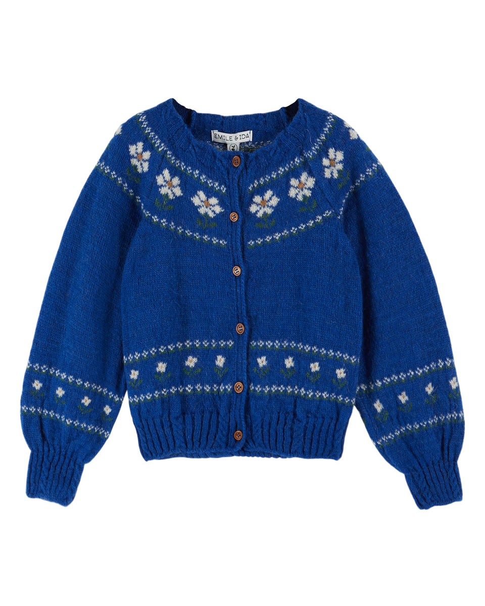 Emile & Ida Royal Blue Floral Cardigan