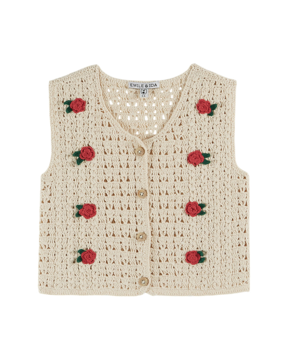 Emile & Ida Ecru Crochet Vest size down