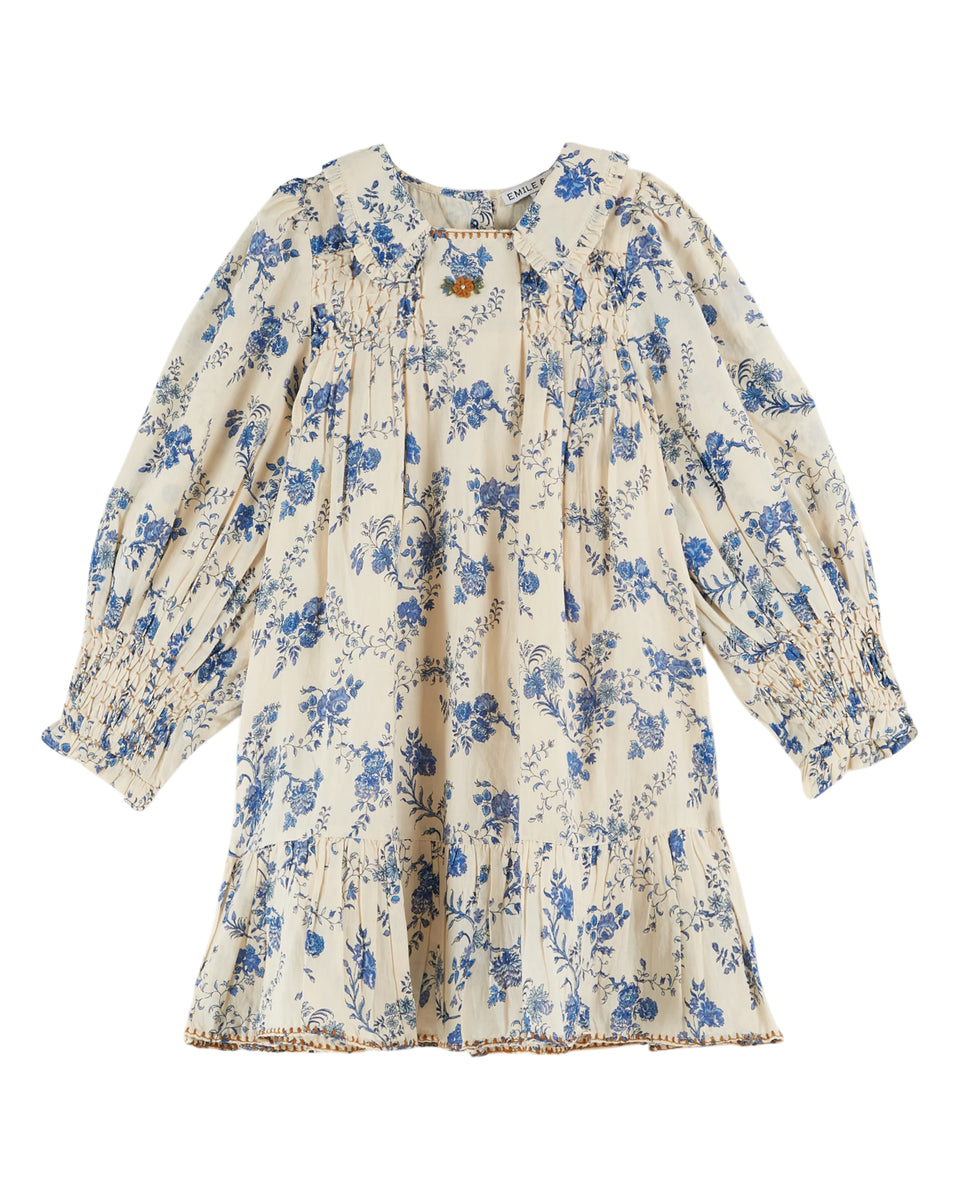 Emile & Ida Smocked Orchid Blue Dress