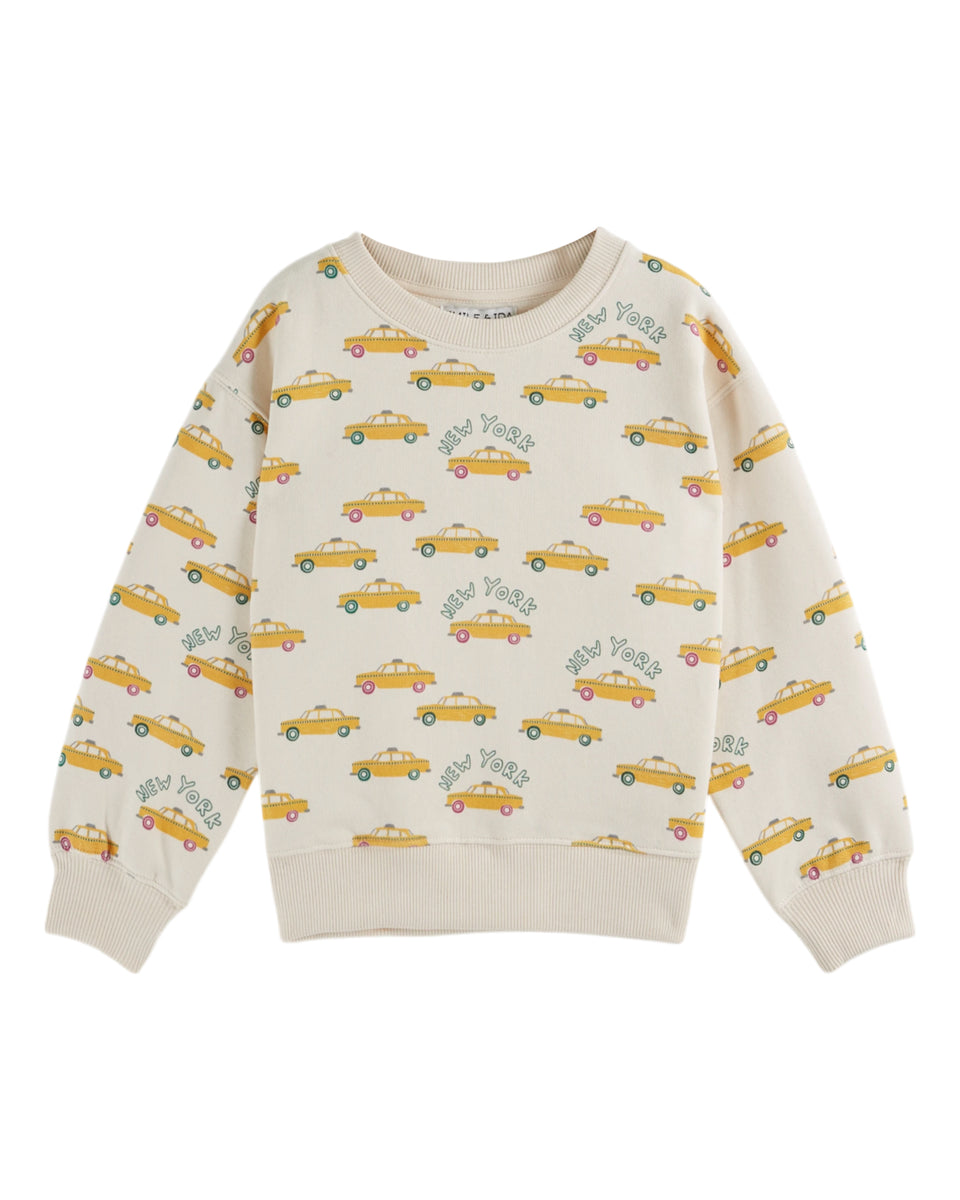 Emile & Ida Taxi Allover Crewneck Sweater