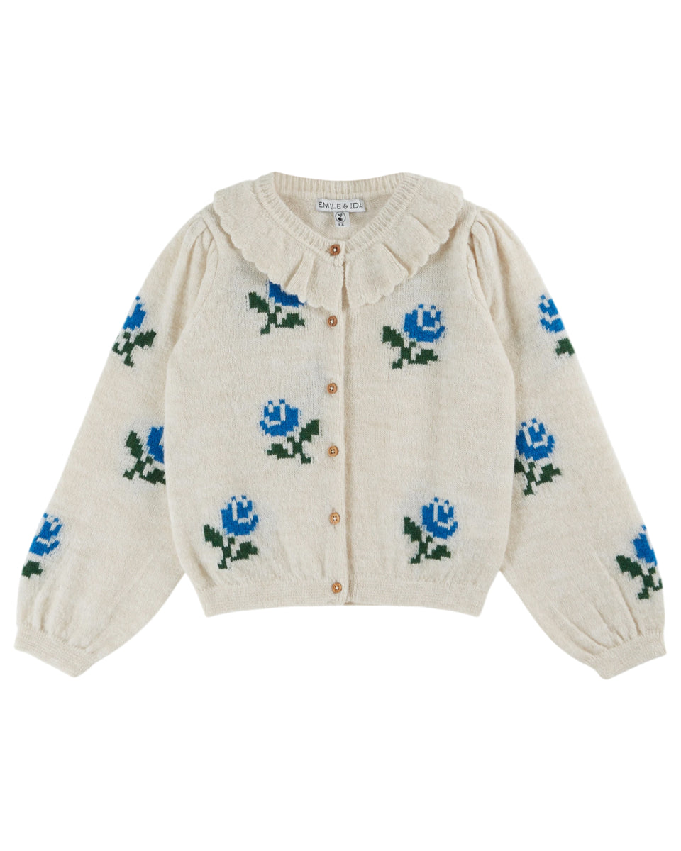 Emile & Ida Ecru Rose Cardigan