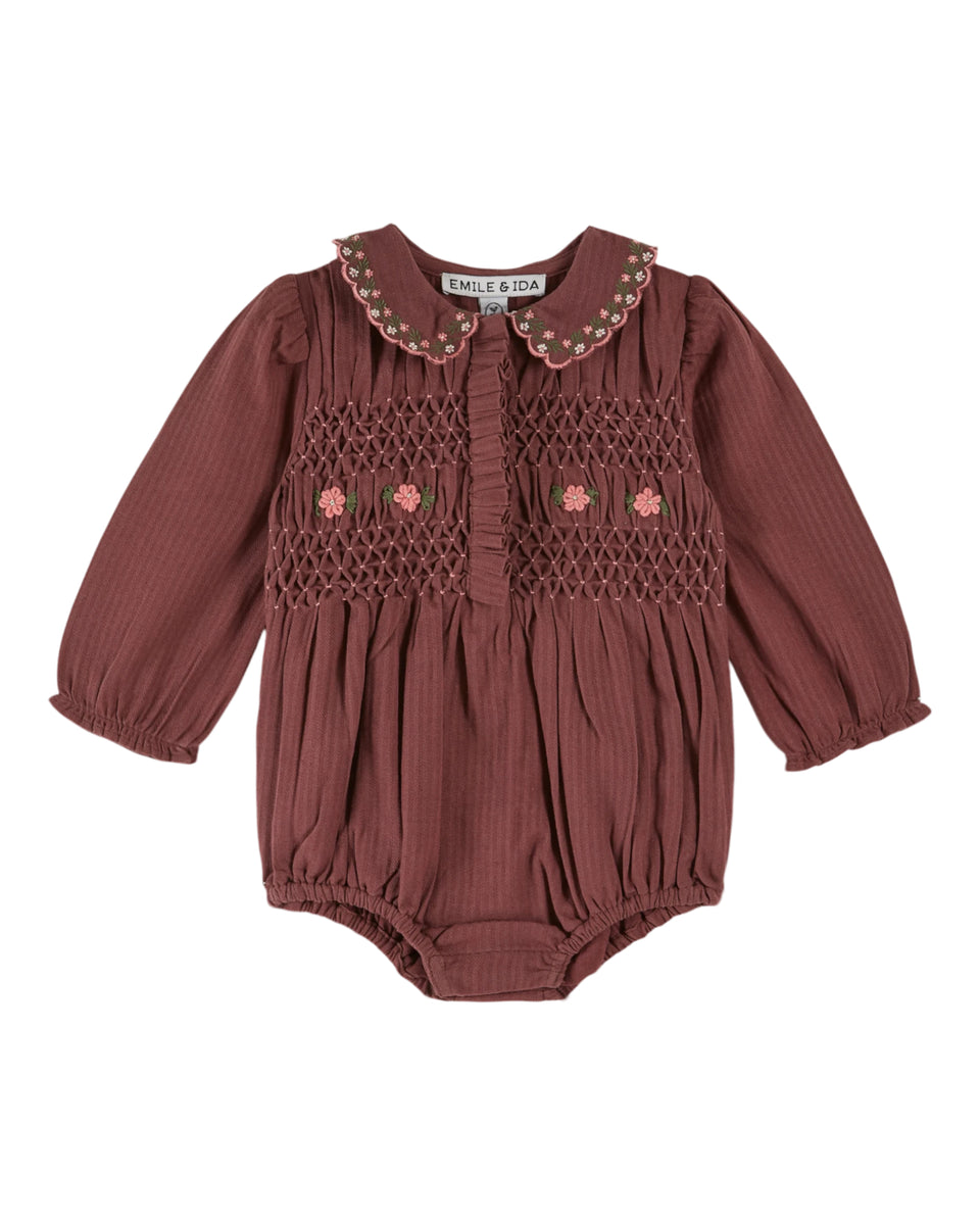 Emile & Ida Smocked Violine Romper