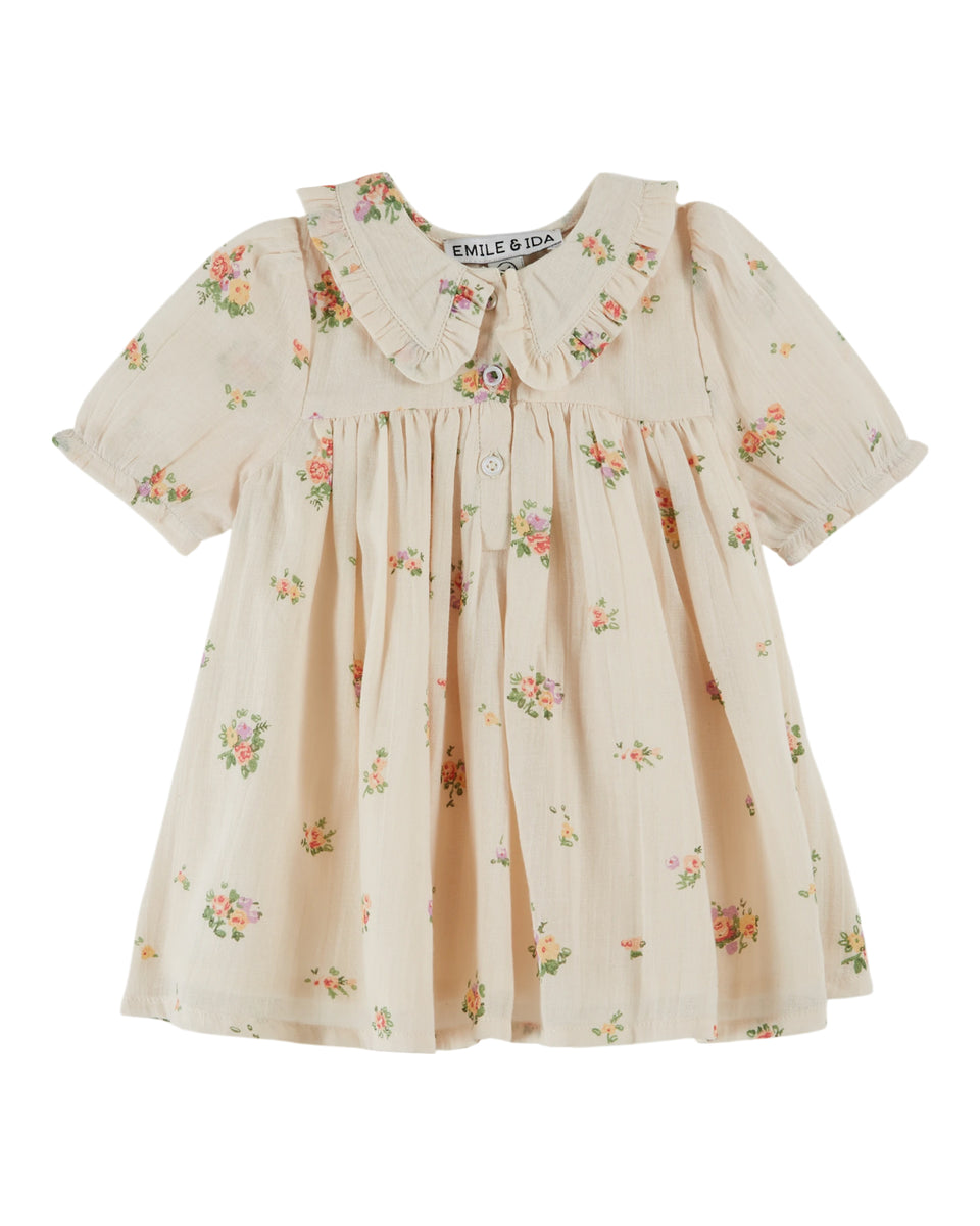 Emile & Ida Althea Yellow Floral Cream Printed Dress