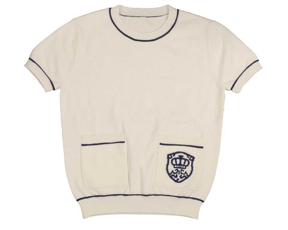 Belati White SS Knit w/ Emblem