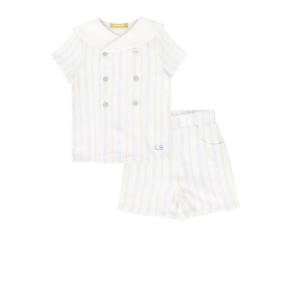 Le Bourdon Dotted Stripe Double Breasted Set