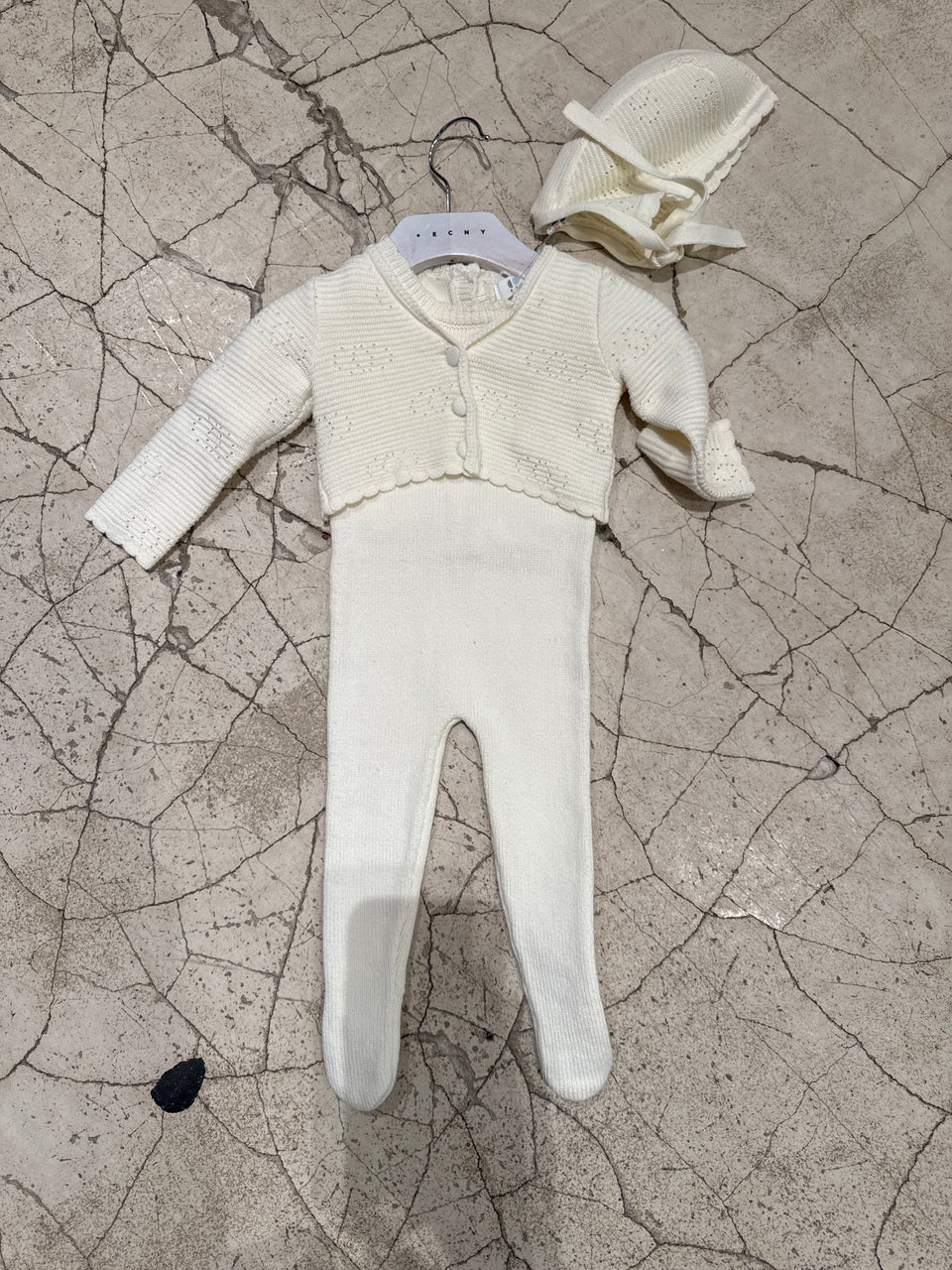 Coco Blanc Cream Scalloped Cardigan w/ Onesie