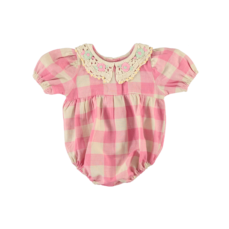 Bebe Organic Bombom Check Anais Romper