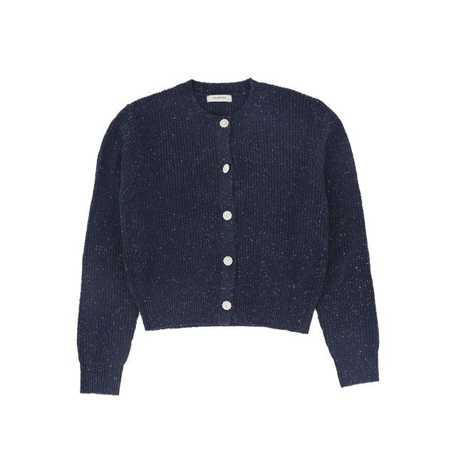 Valentina Navy Diamond Chunky Knit Cardigan