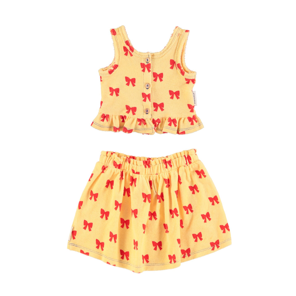 Piupiuchick Yellow Tank with Red Bows Skirt Set