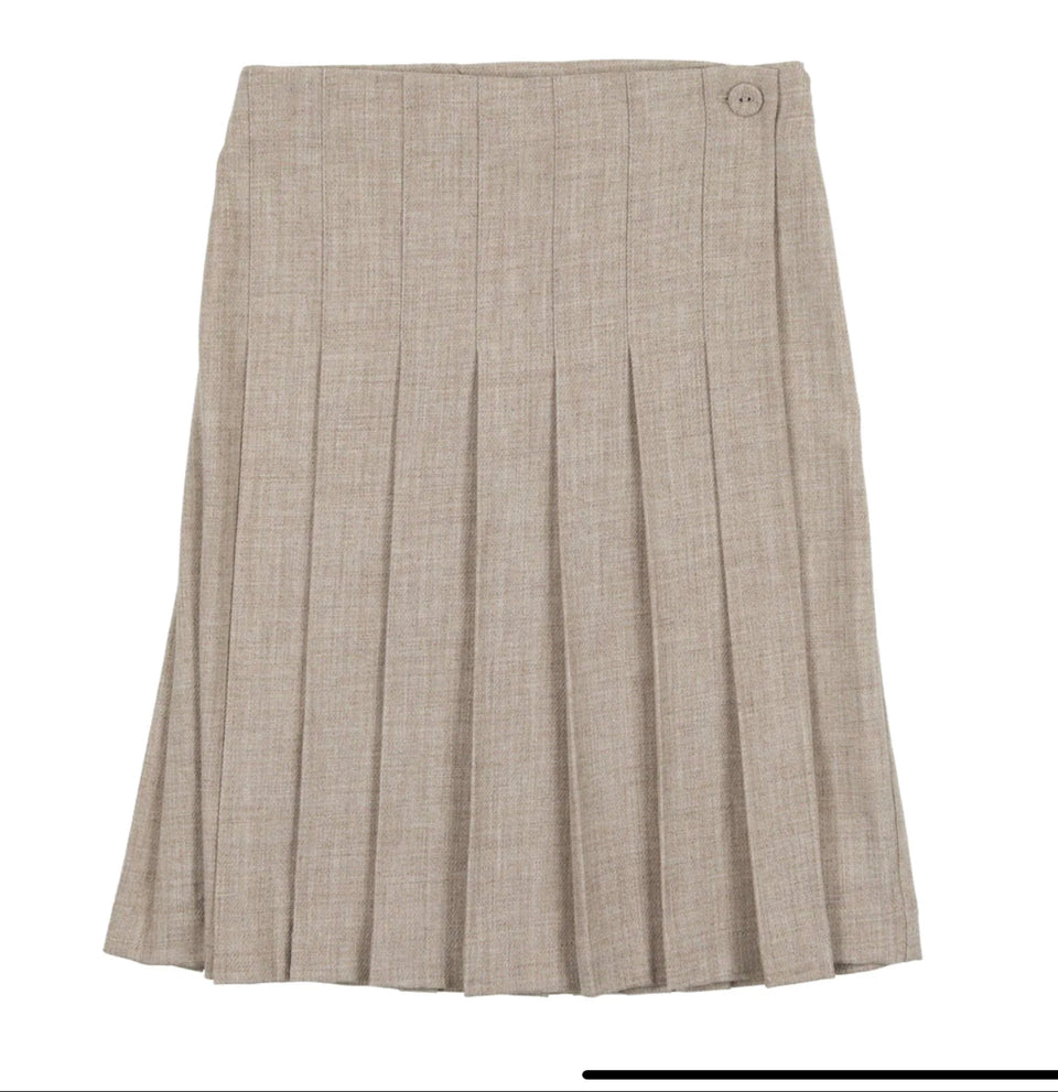 Coco Blanc Oat Wool Pleated Skirt