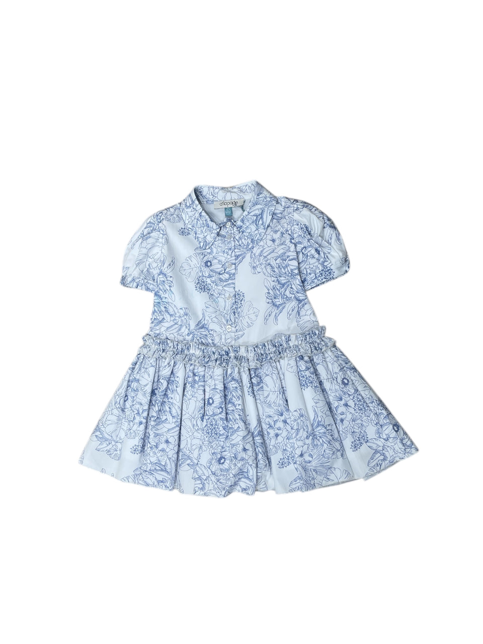 Alapage Blue Floral KneckTie Low Waisted SS Dress