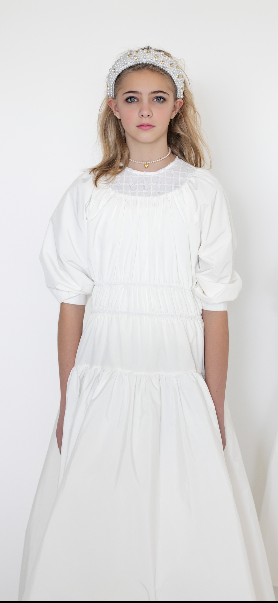 Little Tempest Pavo Teens White Taffeta Gown