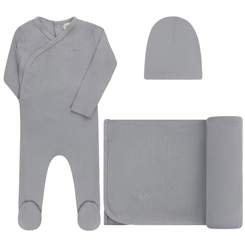Ely’s & Co. Blue/ Silver Amore Pointelle 3pc Set