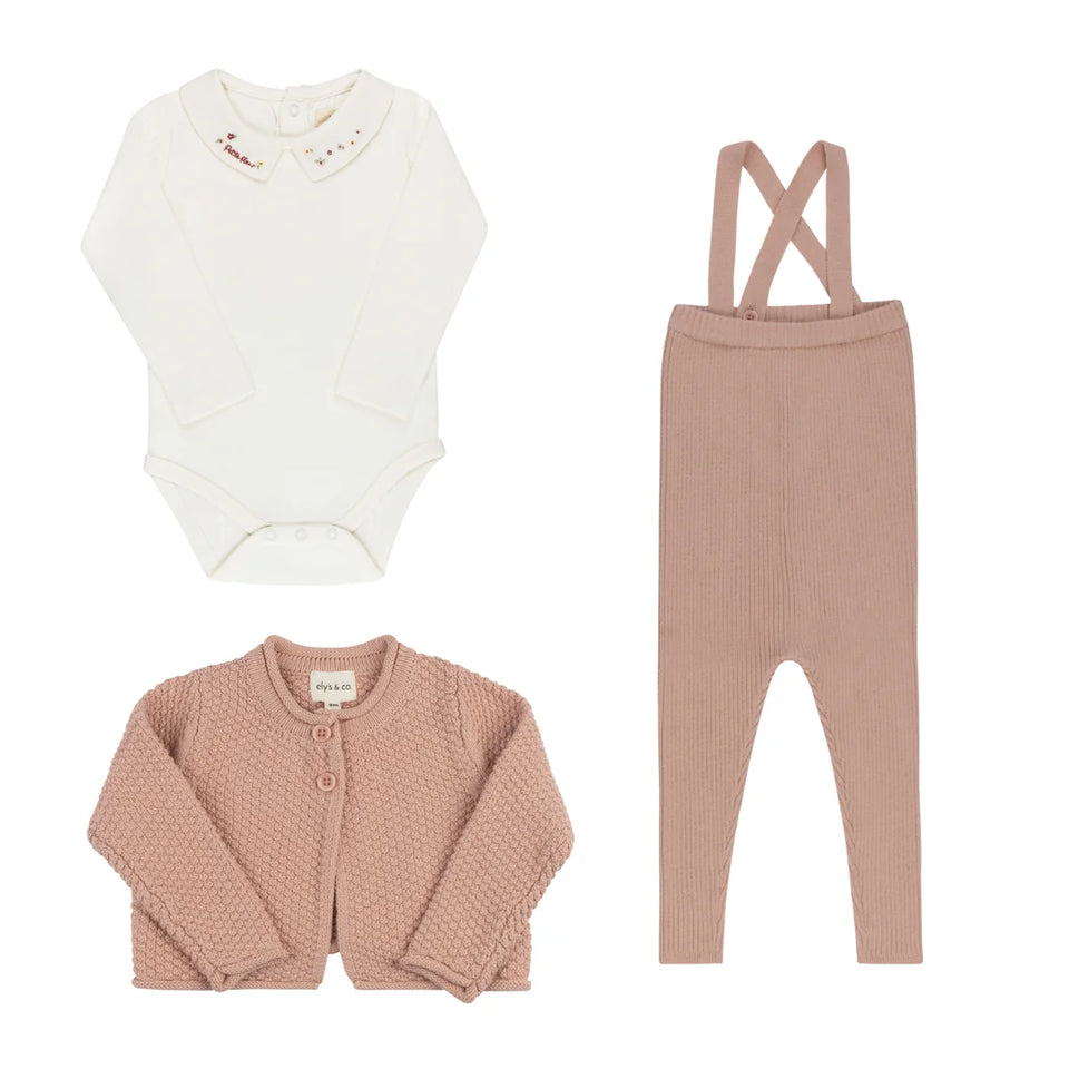 Elys & Co Pink Floral Star Knit Collection 3pcs Set