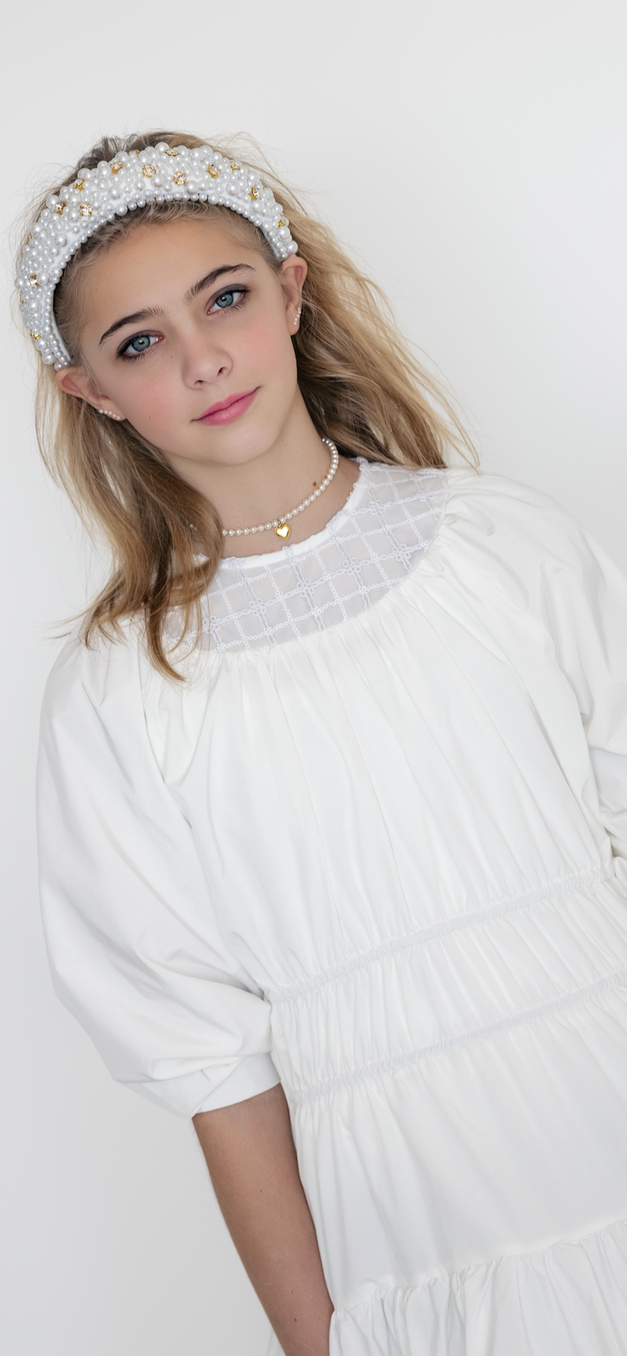 Little Tempest Pavo Teens White Taffeta Gown
