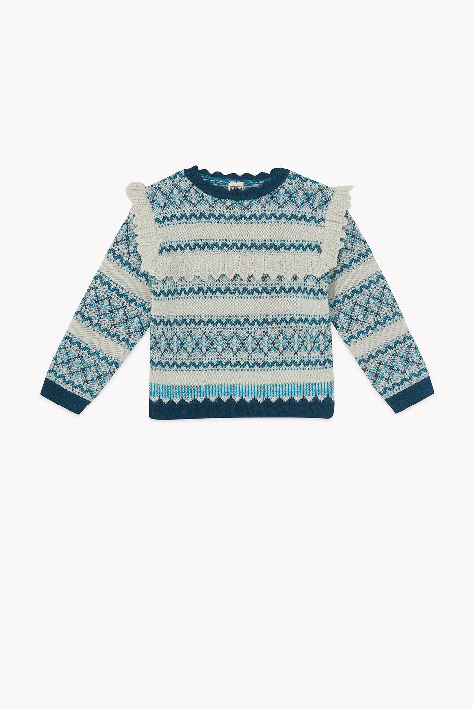 Bonton Mouton Teal/Cream Sweater