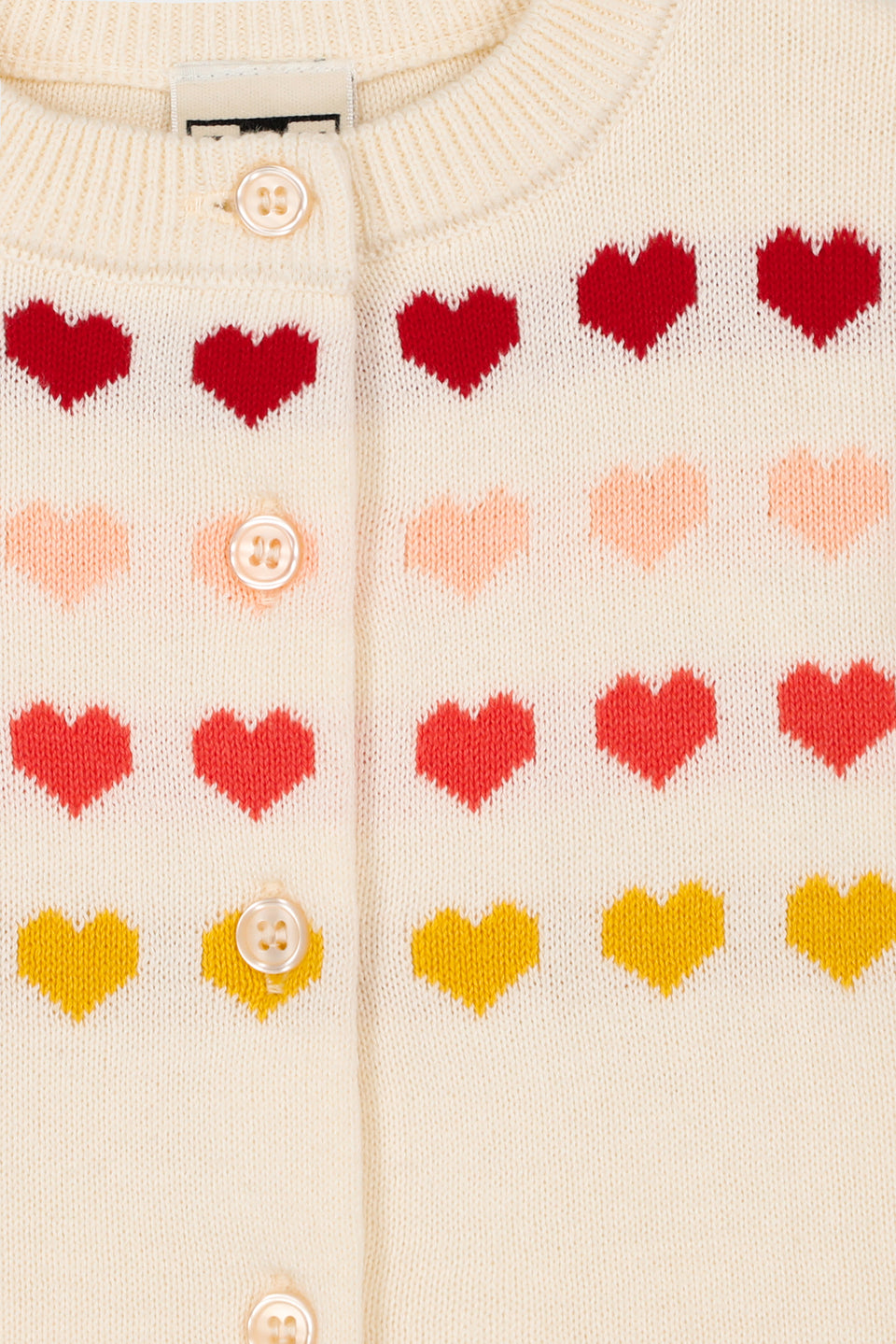 Bonton Ecru Multicolor Heart Cardigan