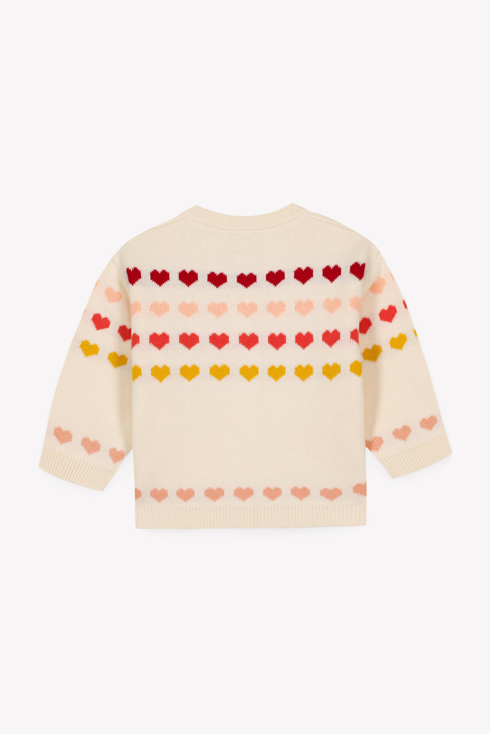 Bonton Ecru Multicolor Heart Cardigan