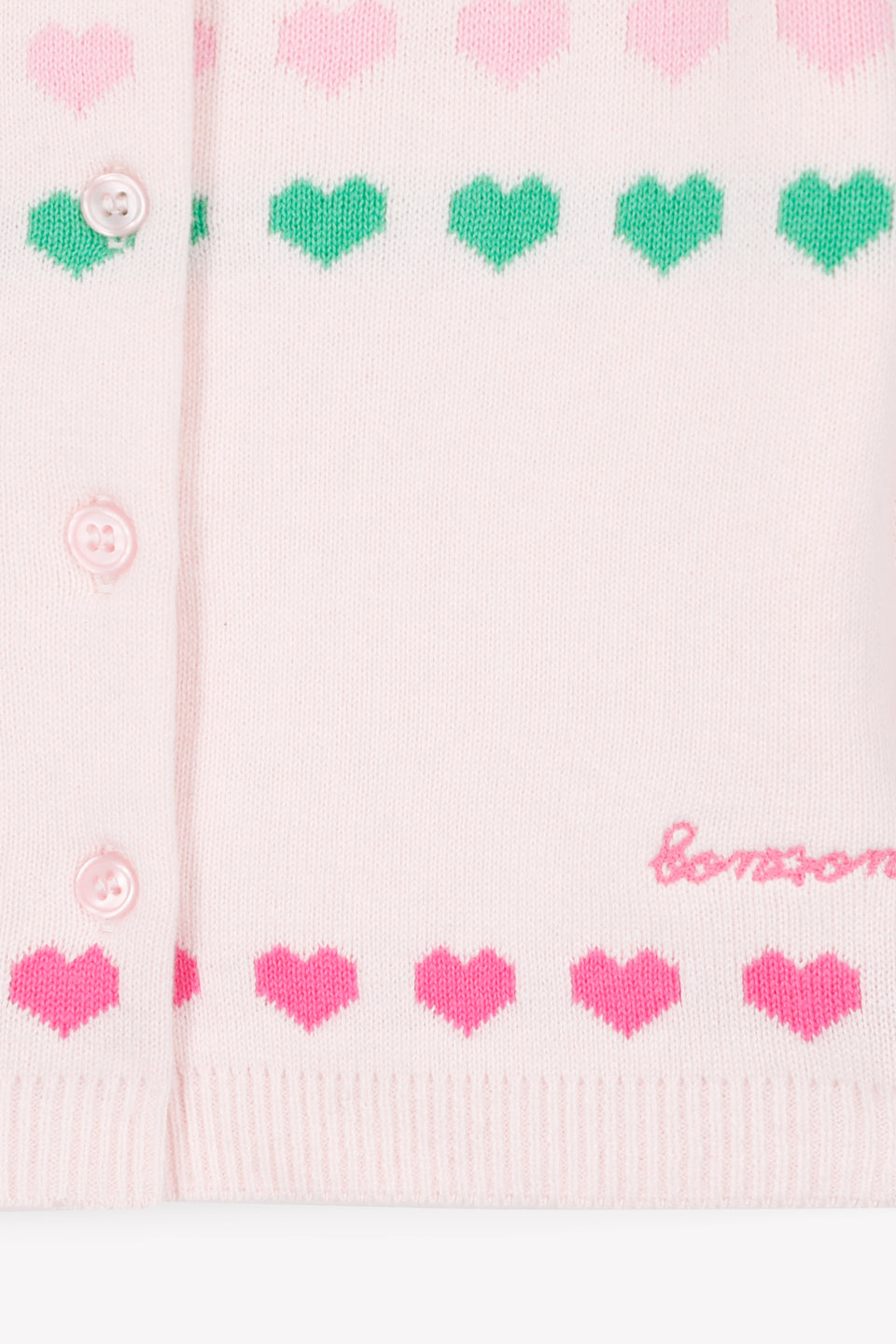 Bonton Soft Pink Multicolor Heart Cardigan