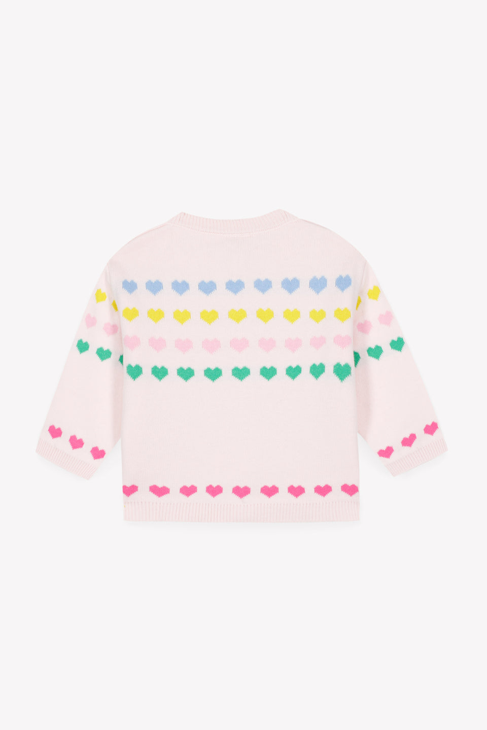 Bonton Soft Pink Multicolor Heart Cardigan