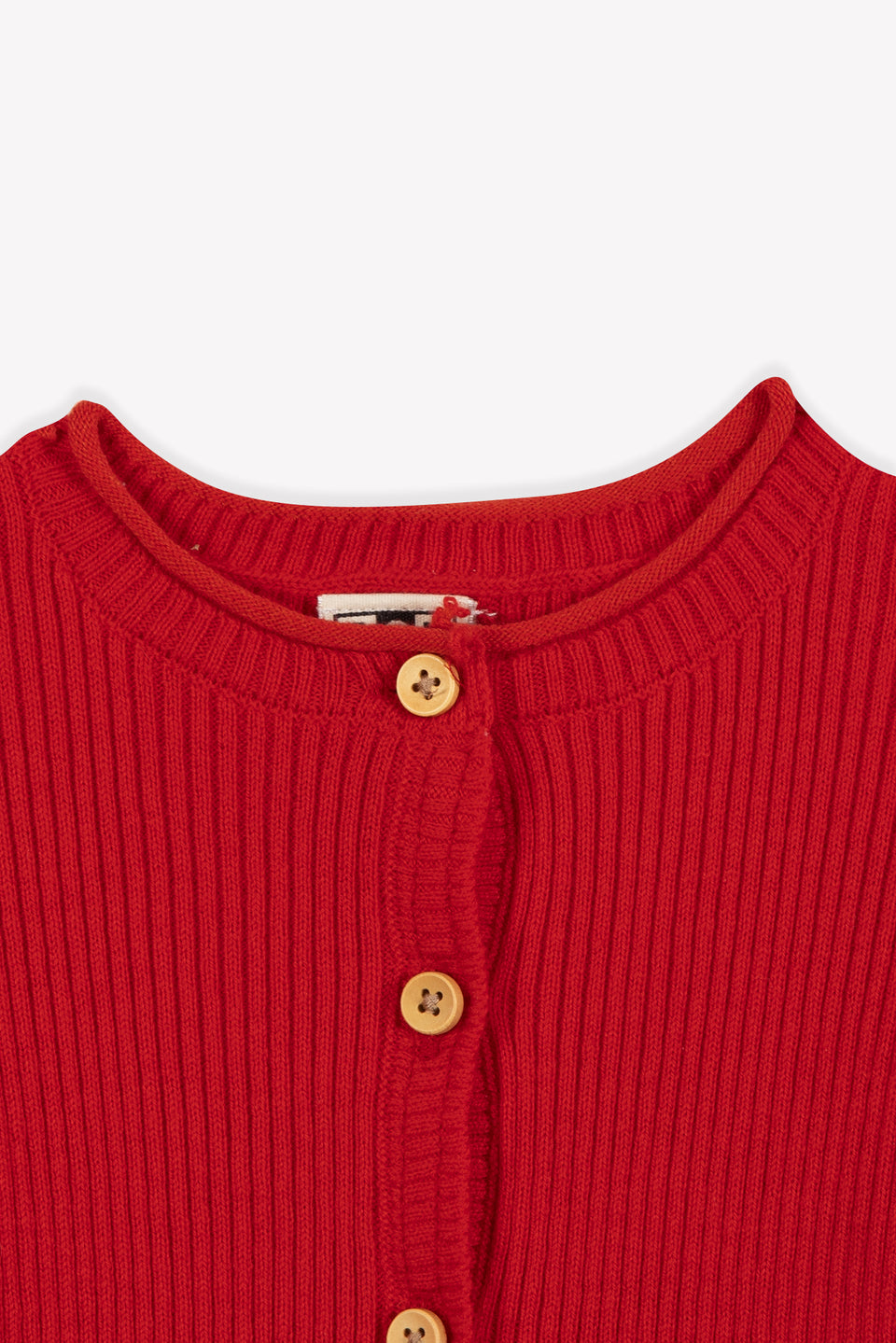 Bonton Red Notta Ribbed Cardigan
