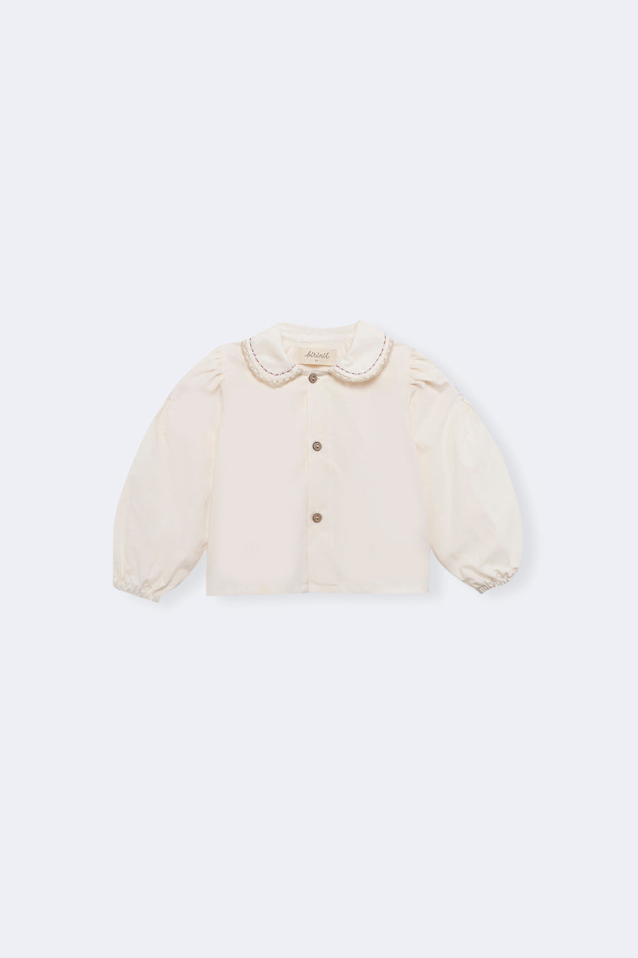 Birinit Ivory Gauze Mauve Embroidered Top