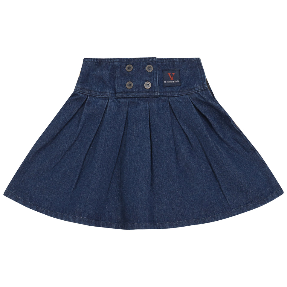 Calla Lili Denim Blue Pleated Skirt