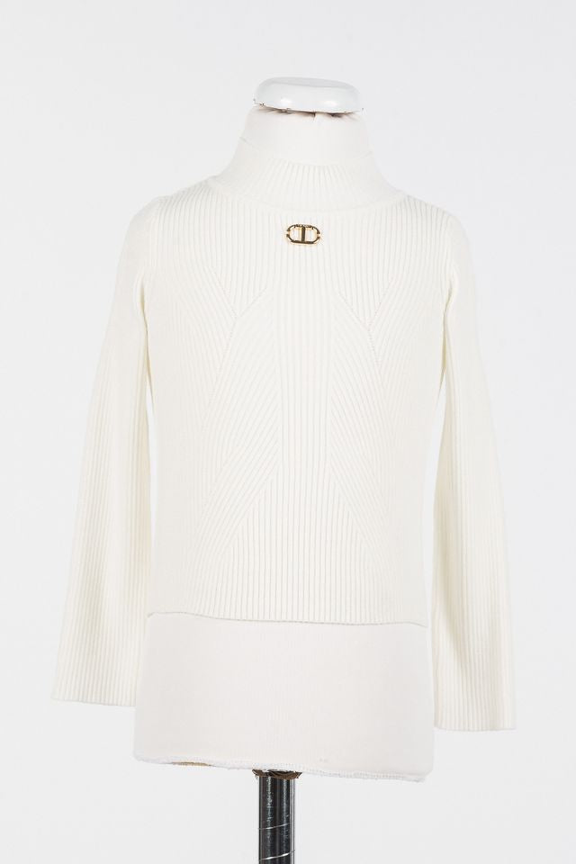 Twinset Off White Knit Turtleneck