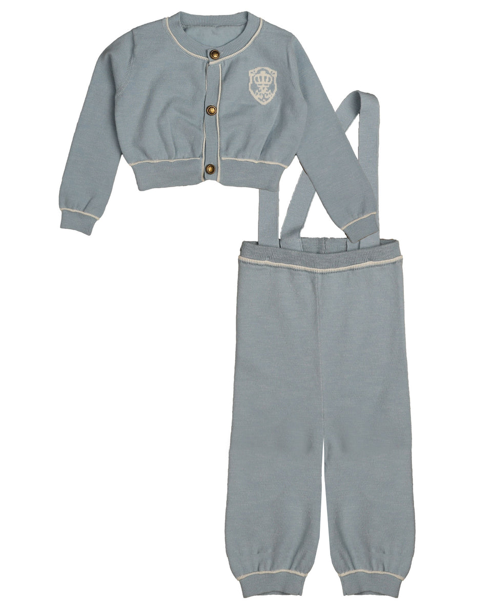 Belati Powder Blue Cardigan and Emblem Long Set